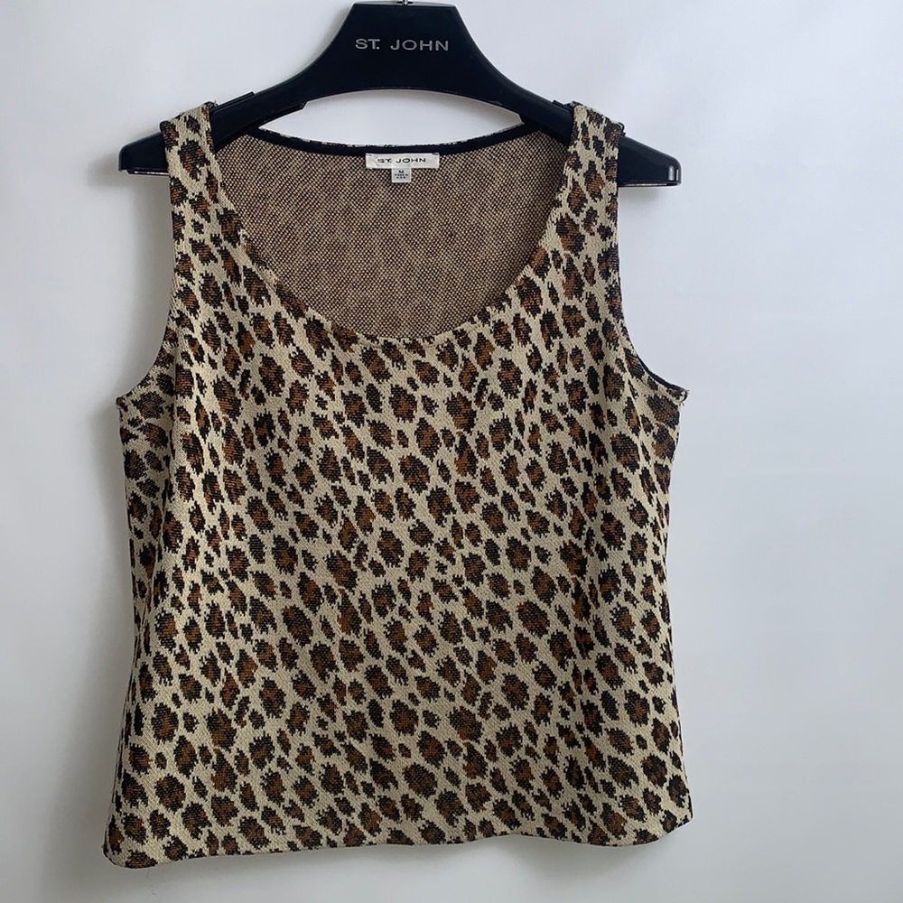 ST. JOHN ANIMAL PRINT SLEEVELESS TOP